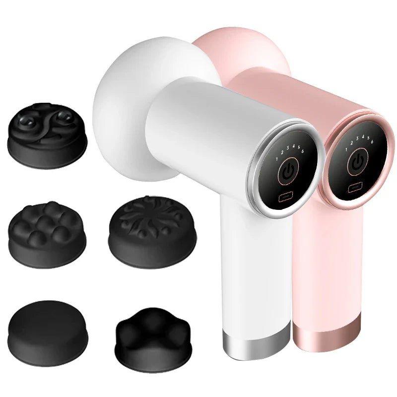 Wireless Handheld Massage Gun – Portable Rechargeable Percussion Massager for Neck, Shoulder, Back & Waist (Pink/White)