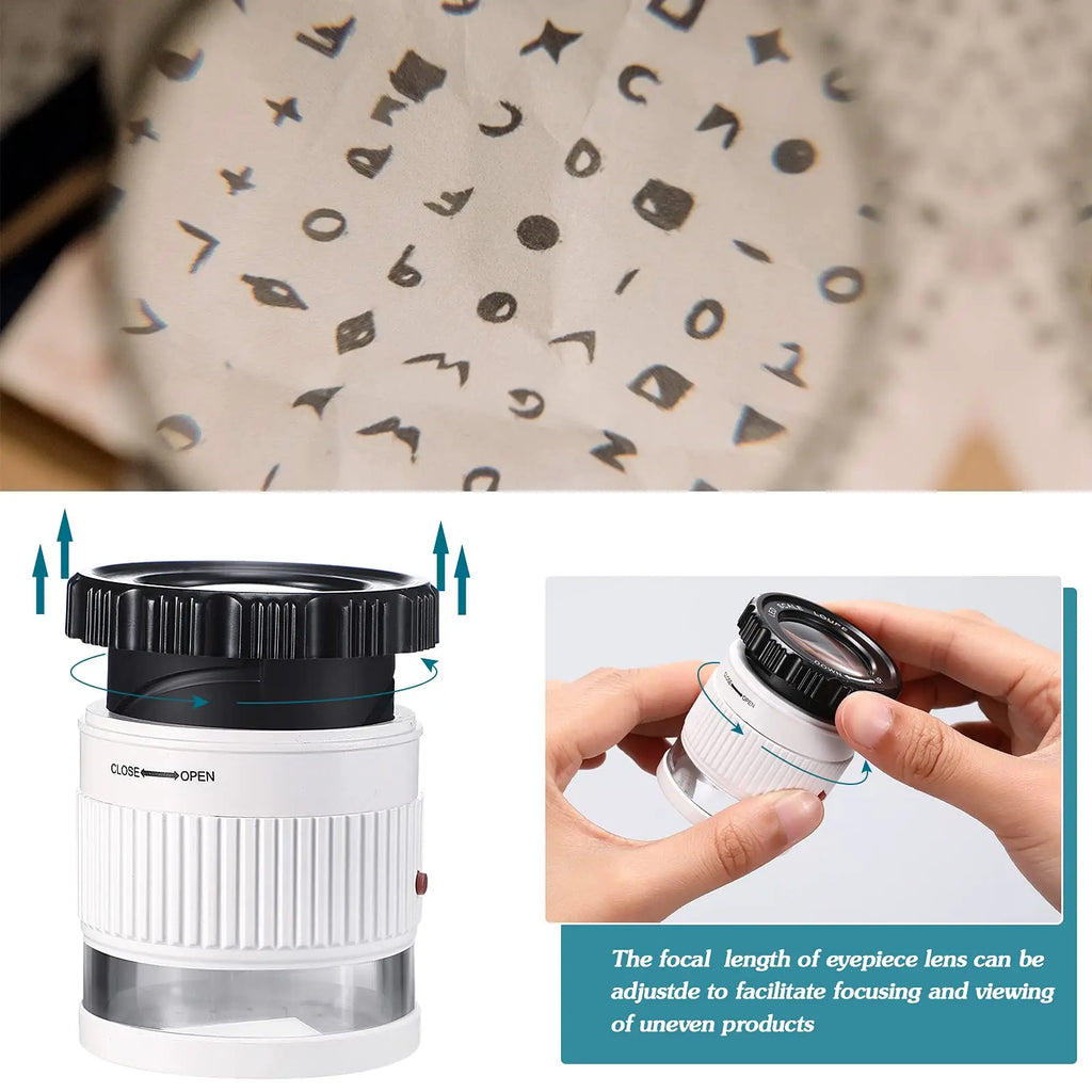 30X Pocket Handheld Magnifier with 3 LED & UV Lights - 30mm Lens Adjustable Focus Loupe for Jewelry, Reading & Collectibles
