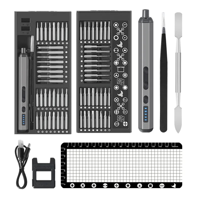 68-in-1 Precision Electric Screwdriver Set – 5 Torque Levels, LED Fill Light, Mobile Phone & iPad Repair Kit