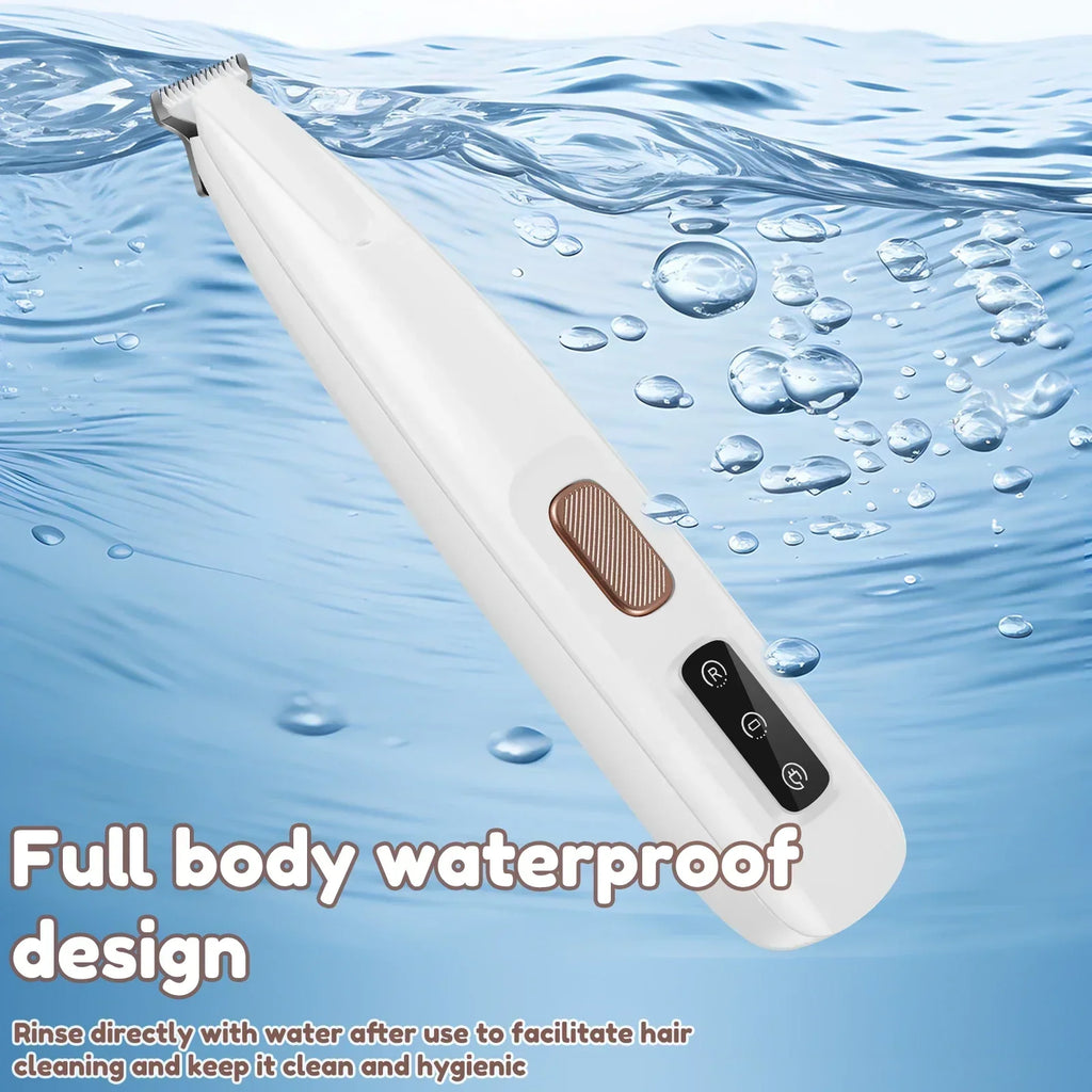 Dog Paw Trimmer with LED Light & Display — Cordless Waterproof Pet Hair Trimmer, 18mm Stainless Steel Blade