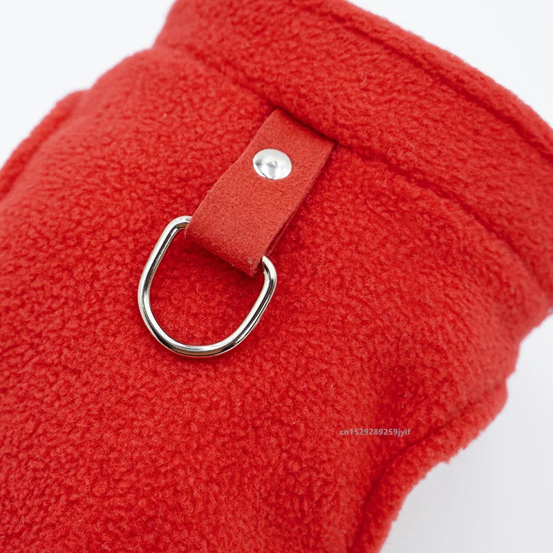 Winter Fleece Pet Jacket Vest with D-Ring – Warm Dog & Cat Coat for Small Breeds (Chihuahua, French Bulldog)