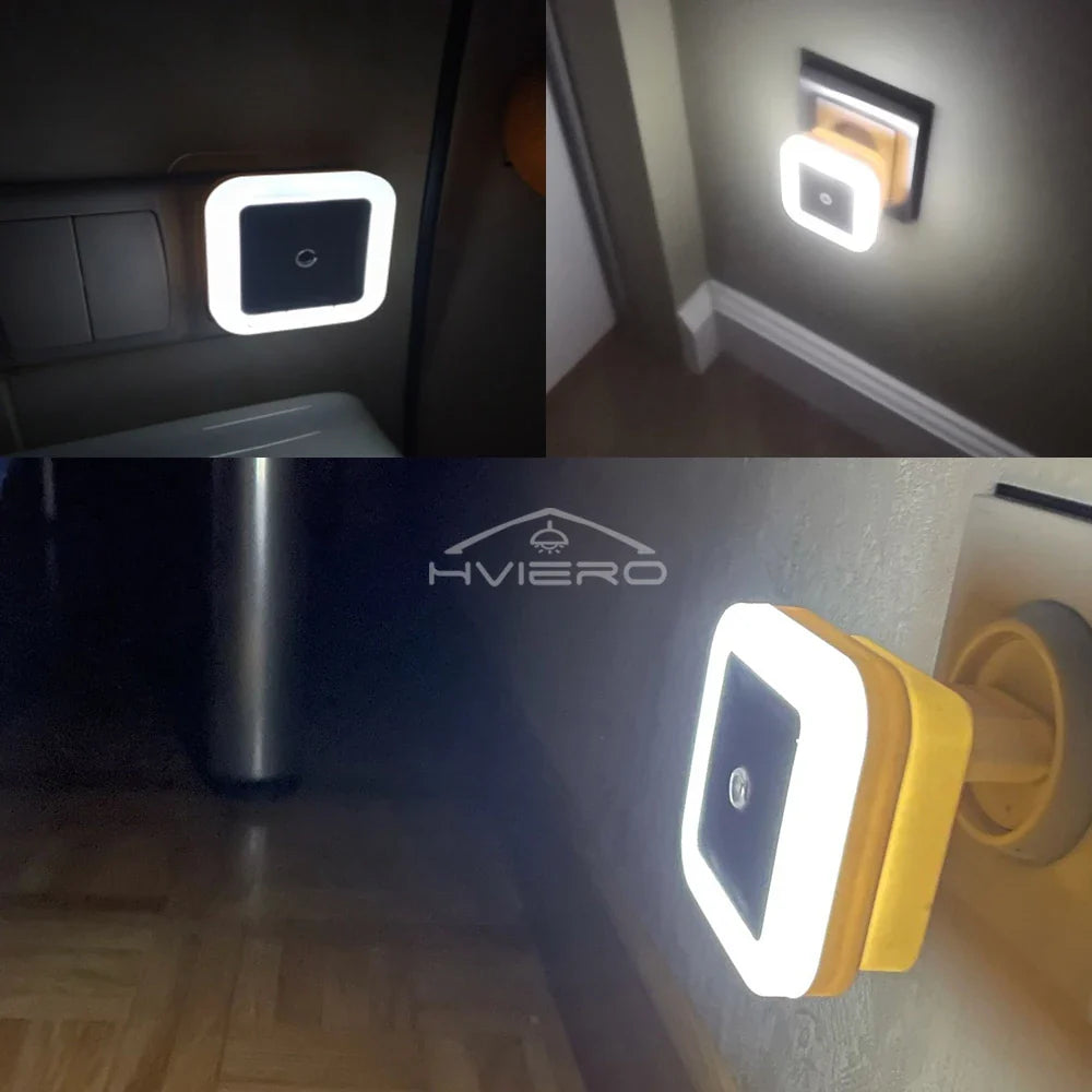 Mini Square LED Plug-In Night Light with Sensor – Soft Glow Night Lamp for Baby Room, Bedroom & Hallway (EU/US Plug)