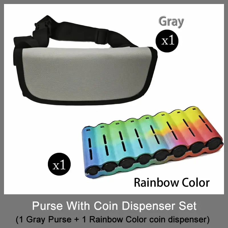 Euro Coin Wallet Fanny Pack 6-Pocket Cashier Waist Bag with 8-Slot Coin Dispenser