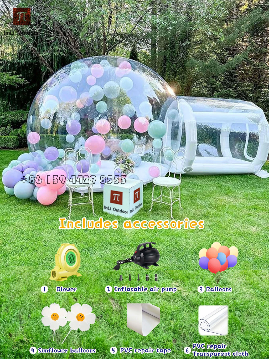Inflatable Bubble Dome Play Tent for Kids - Transparent PVC Outdoor Bubble House with Blower, 10ft (3m) or 13ft (4m) for Parties & Trampoline Play