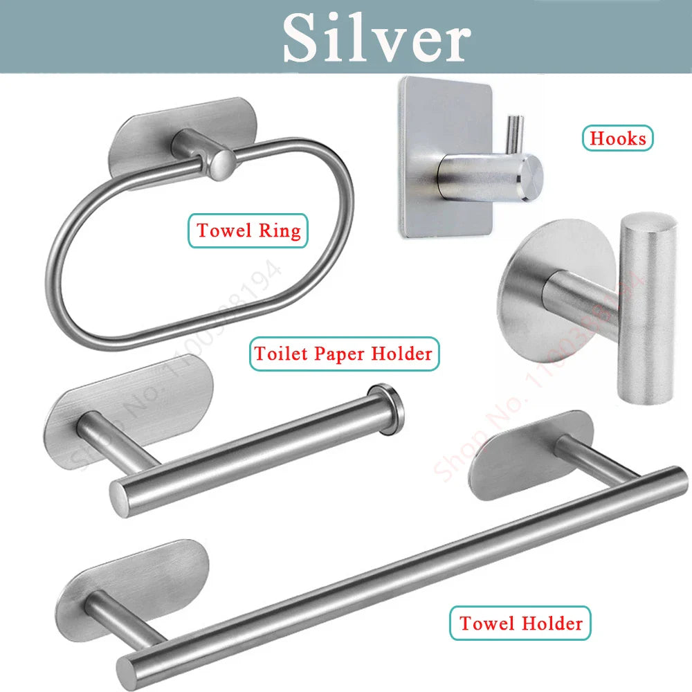 Self-Adhesive Stainless Steel Toilet Paper Holder — No-Drill Wall Mount Tissue & Towel Dispenser (Holds up to 30 cm / 11.8 in)