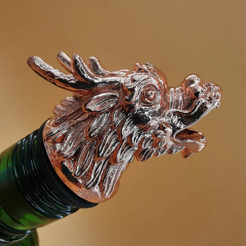 Zinc Alloy Animal Head Wine Pourer - Decorative Bottle Pour Spout & Stopper (Deer, Elk, Lion, Leopard, Wolf, Eagle, Dragon)