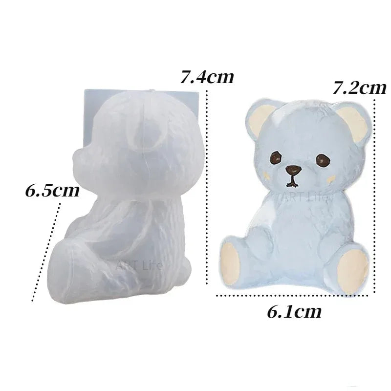 Smiling Teddy Bear Silicone Mold — 3D Candle, Soap, Resin & Ice Cube DIY Craft Mold for Home Decor & Gifts