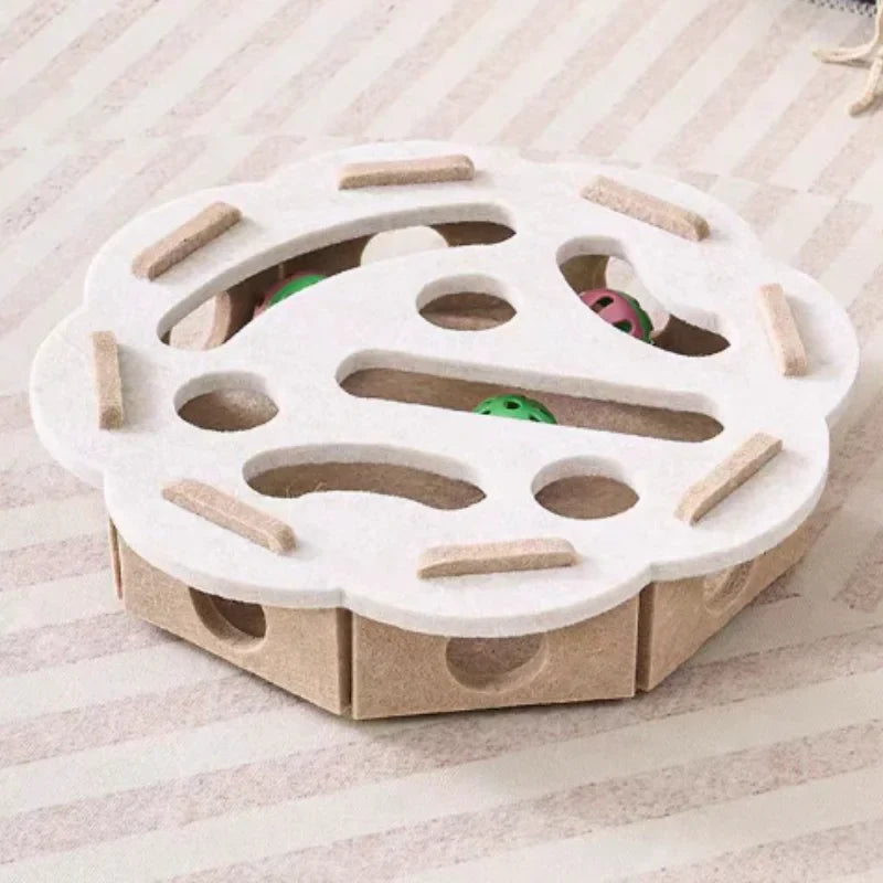 Interactive Cat Maze Toy with Bell Balls — Felt Tunnel Dig-Hole Puzzle for Kittens & Cats