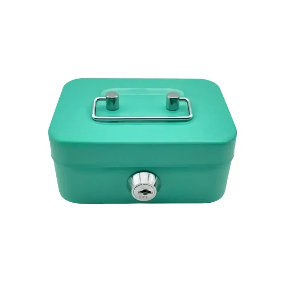 Metal Key Lock Cash Box with Handle – Small Lockable Money Organizer for Kids, 4.5 x 3.35 x 2.28 in (11.5 x 8.5 x 5.8 cm)
