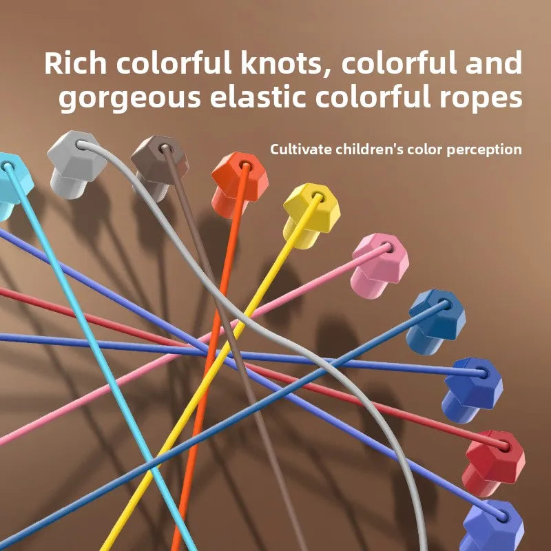 Kids Rope Knot Puzzle Board Game - Colorful Twisted Rope Logic Toy for Ages 7+ Parent-Child Interactive