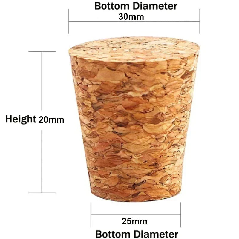 Wooden Conical Cork Stoppers - 5/10/20/50 Pack for Wine Bottles, Crafts & DIY