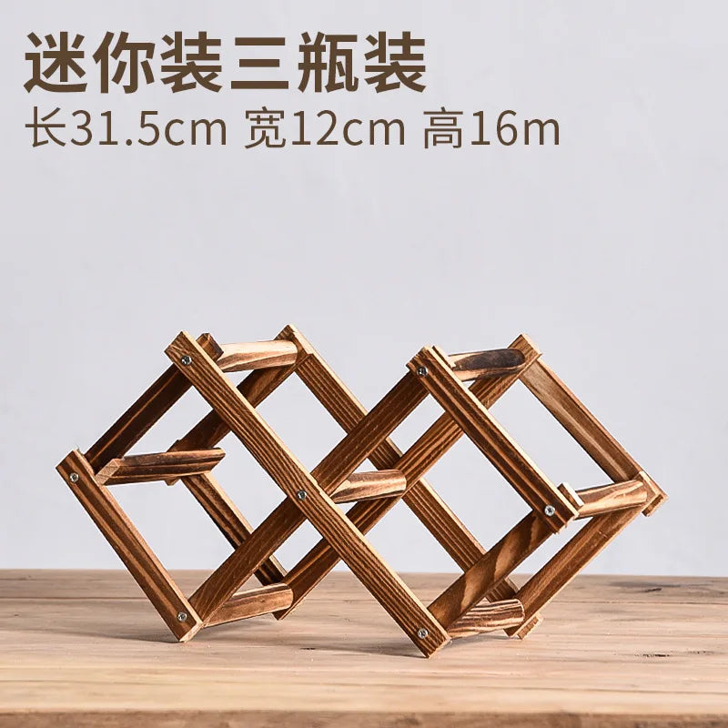 Stackable Folding Wooden Wine Rack – 3/5/6/10-Bottle Pine Wine Shelf for Home Bar