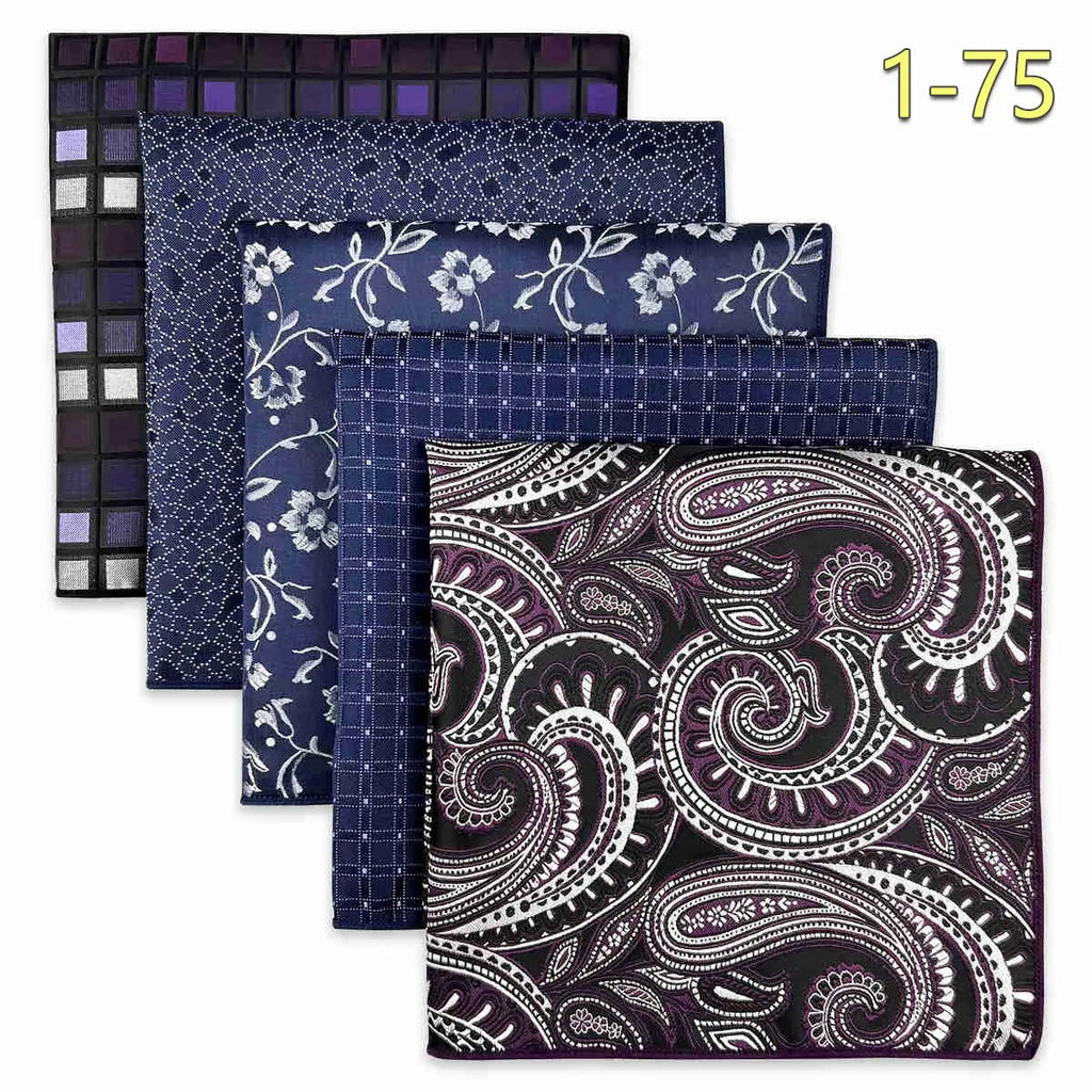 5-Pack Men's Microfiber Pocket Squares 12.6 in (32 cm) - Jacquard Woven Wedding & Formal Handkerchiefs, Assorted Patterns