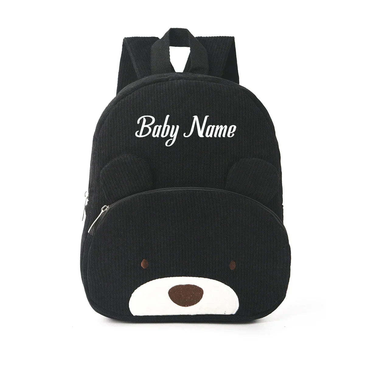 Personalized Toddler Backpack – Cartoon Bear Corduroy Plush with Embroidered Name, Large Capacity Kids Bag
