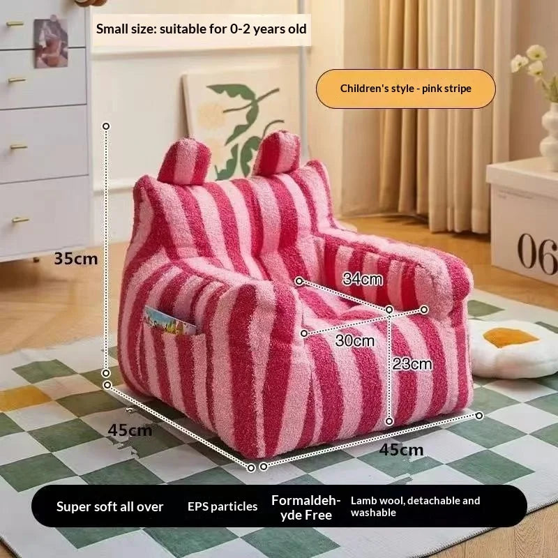 Lamb Fleece Kids Sofa Chair - Portable Cartoon Baby Armchair for Infants & Toddlers