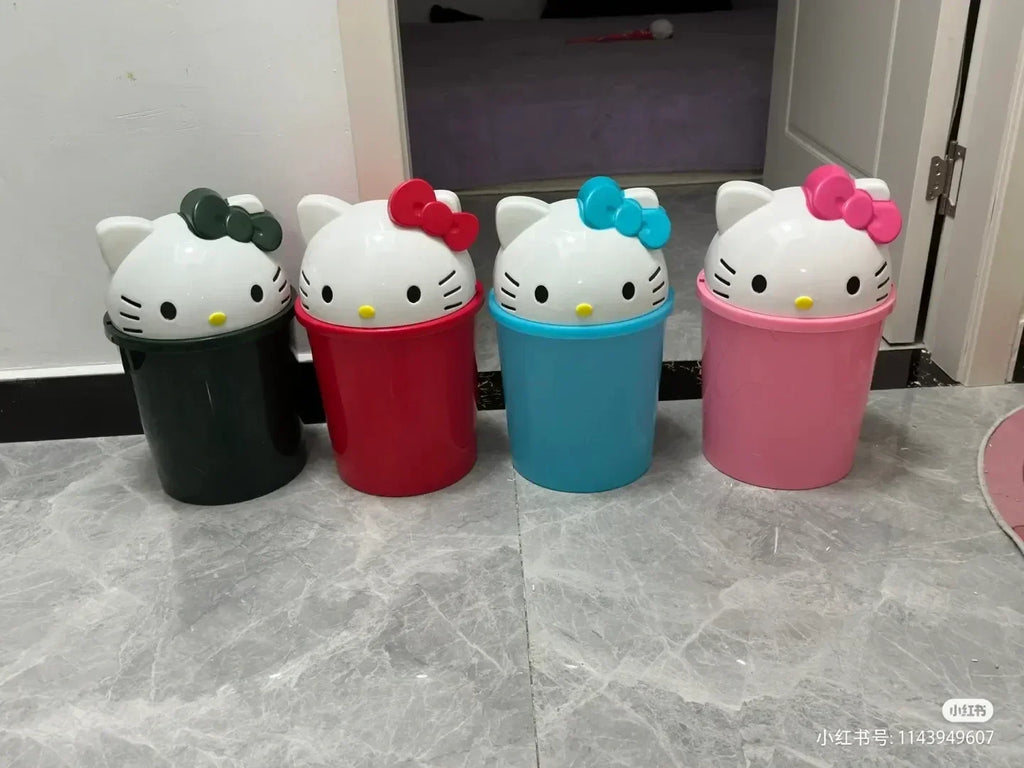 Kawaii Cat Dustbin Trash Can – Cute PVC Character Bin for Bedroom & Living Room, 21 cm (8.3 in) or 37 cm (14.6 in)