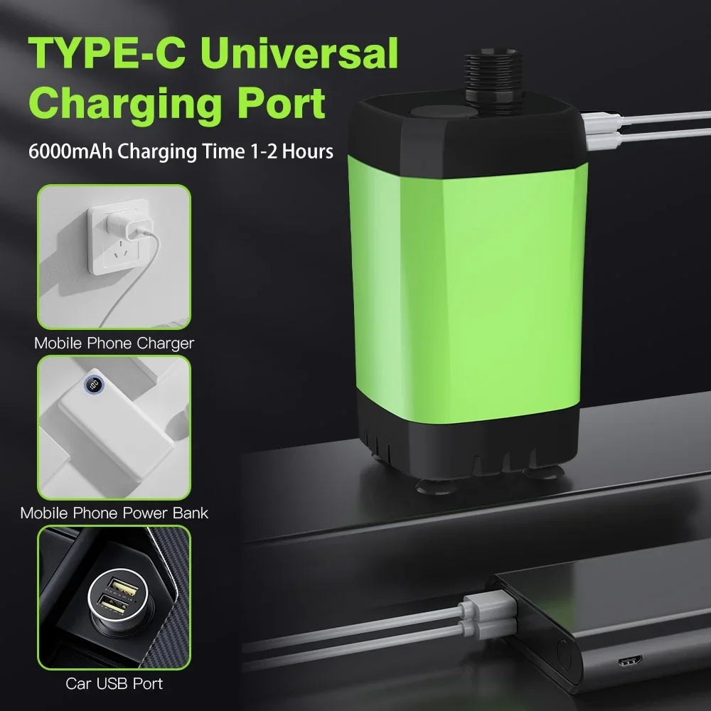 Portable 6000mAh Camping Shower Pump - Rechargeable RV Outdoor Shower Kit with Digital Display