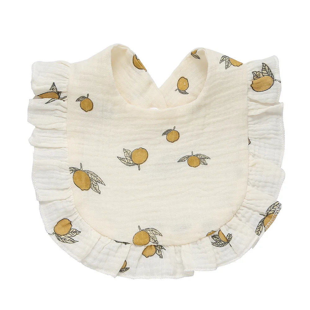 Muslin Cotton Baby Bibs & Burp Cloths - Ruffle Bandana Drool Bibs for Newborns