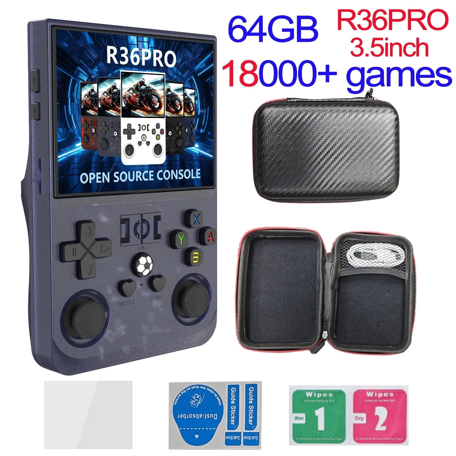 Handheld Retro Game Console 4.0-inch (10.2 cm) IPS 720x720, 64GB/128GB, 22,000 Preloaded Games, Linux, USB-C Charging