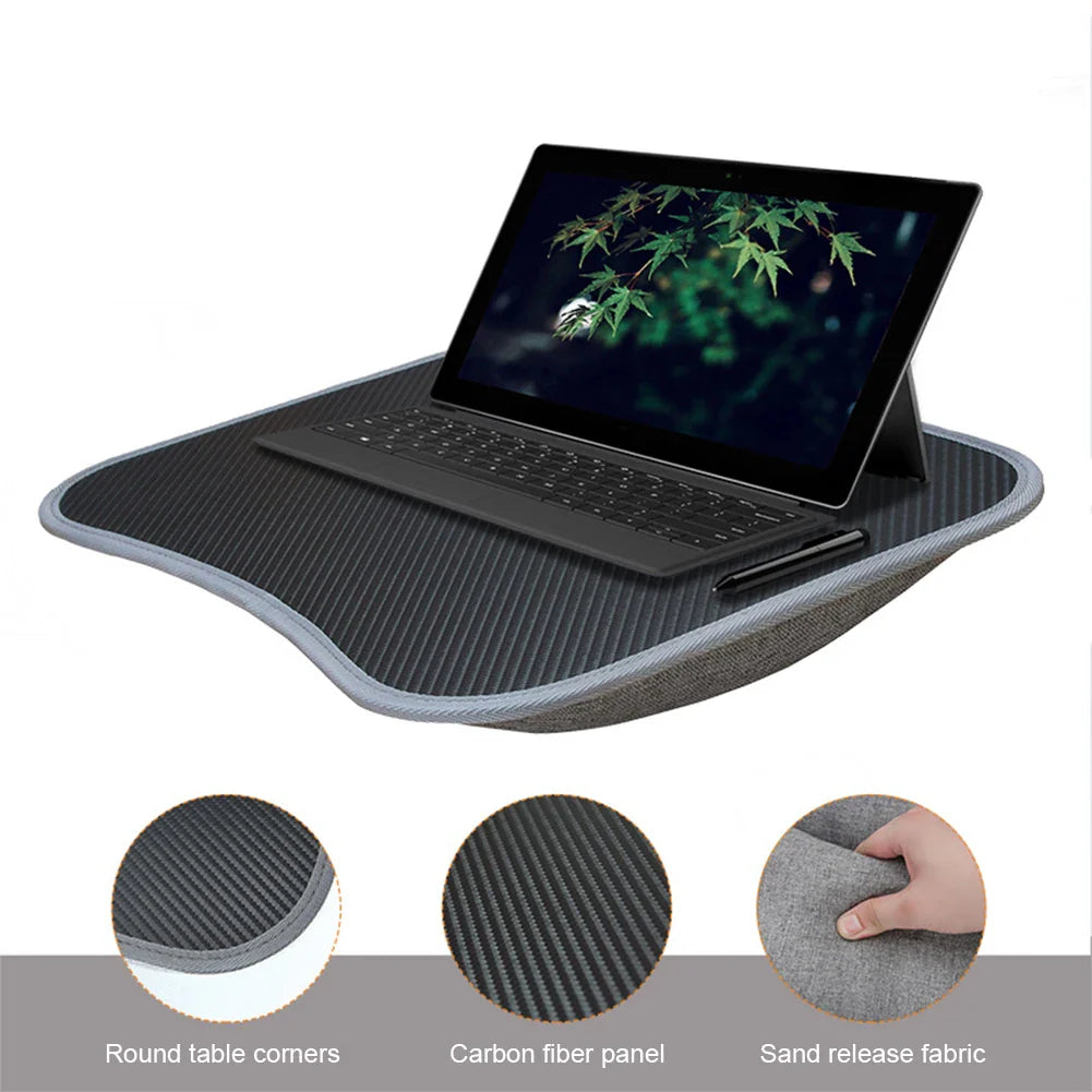 Laptop Lap Desk for 13–15 Inch (33–38 cm) Laptops — Padded Lapdesk with Soft Pillow Cushion, Handle & Writing Tray for Couch, Work & Gaming