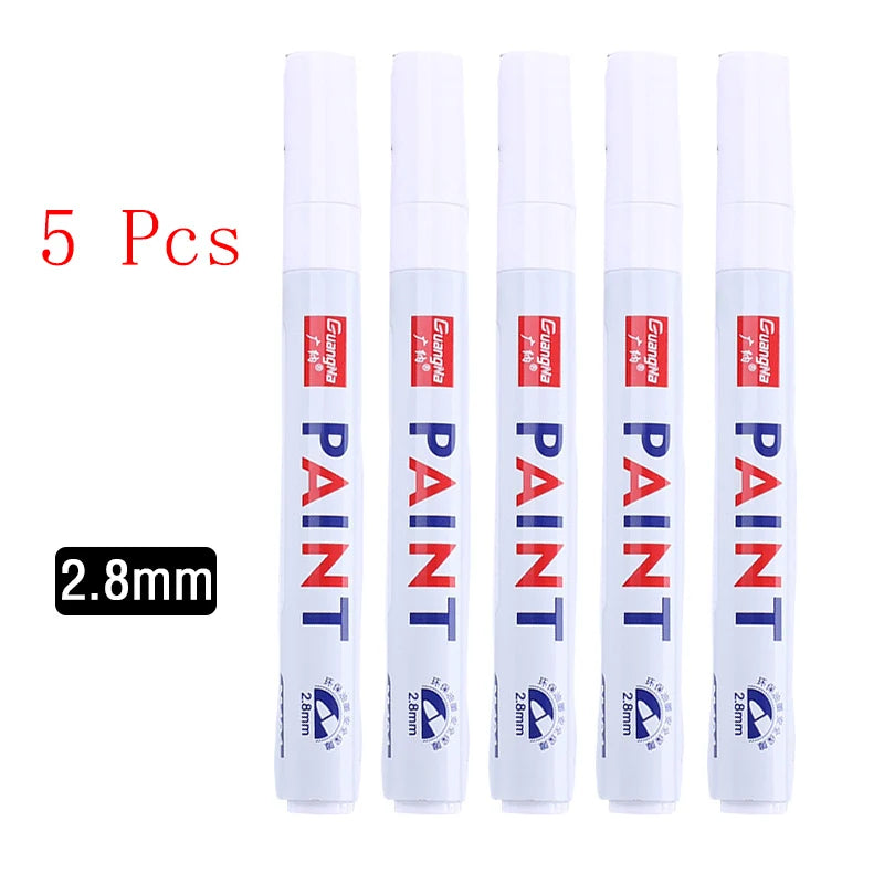 Opaque White Oily Paint Marker Pen Waterproof Gel Ink 0.8/1.0/2.0/2.8mm Nibs for DIY Graffiti, Sketching and Stationery