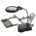 Dual Lens 3.5X/12X Soldering Magnifier with LED Lights & Alligator Clips, Adjustable Clamp Holder for PCB Repair