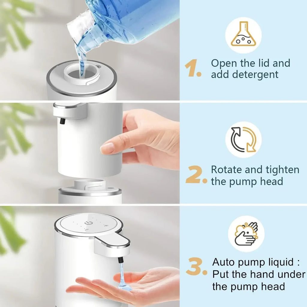 Automatic Foam Soap Dispenser Touchless Infrared Sensor USB Rechargeable — Hands-Free for Bathroom & Kitchen