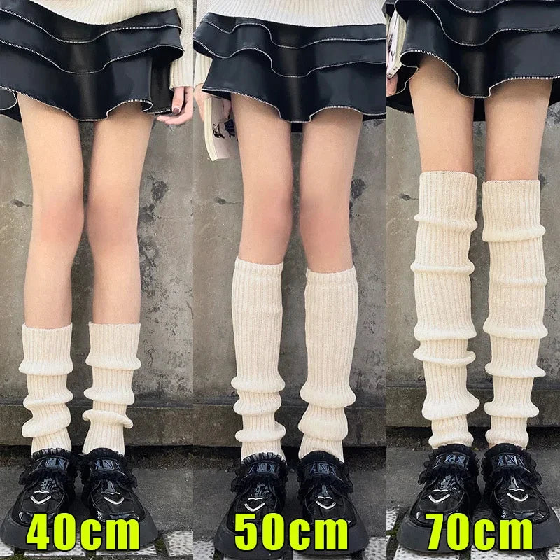 1 Pair Knit Bubble Leg Warmers JK Lolita Y2K Punk Gothic Crochet Boot Cuffs – 40/50/70 cm (15.7/19.7/27.6 in)