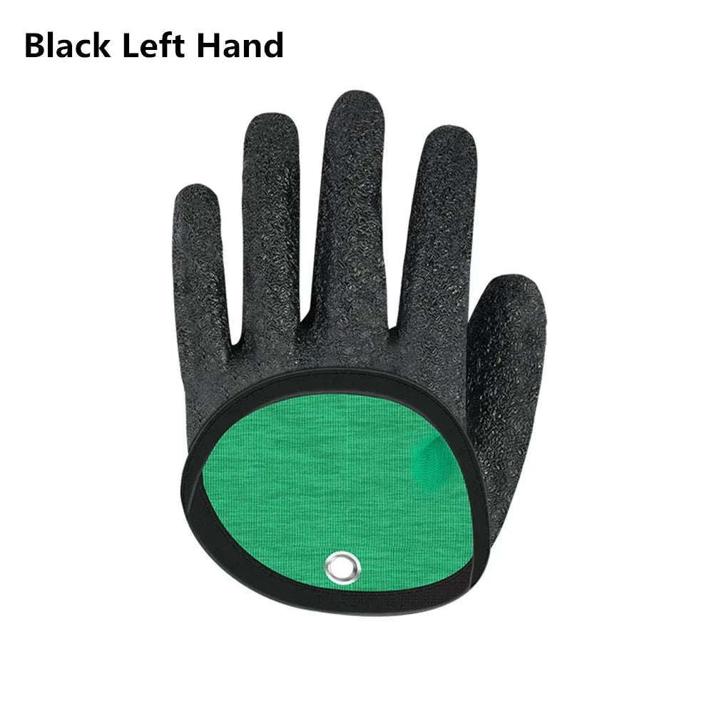 Waterproof Anti-Cut Fishing Gloves - Full-Finger Non-Slip Latex Grip with Waist Hook (Left/Right)
