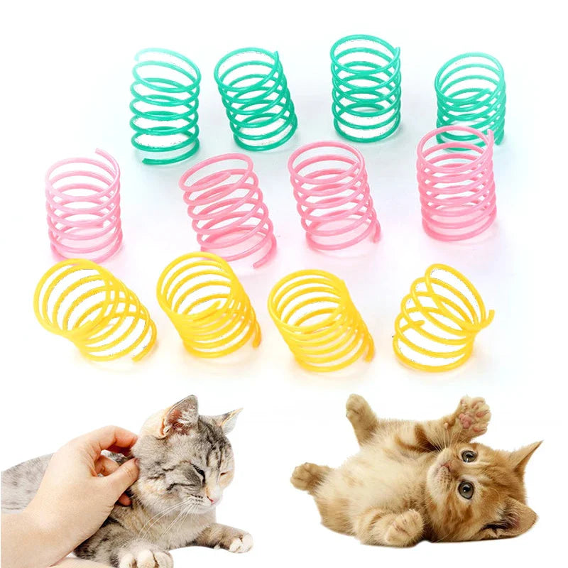 Kitten Coil Spring Cat Toys - Interactive Bouncy Plastic Spiral Springs for Cats & Ferrets