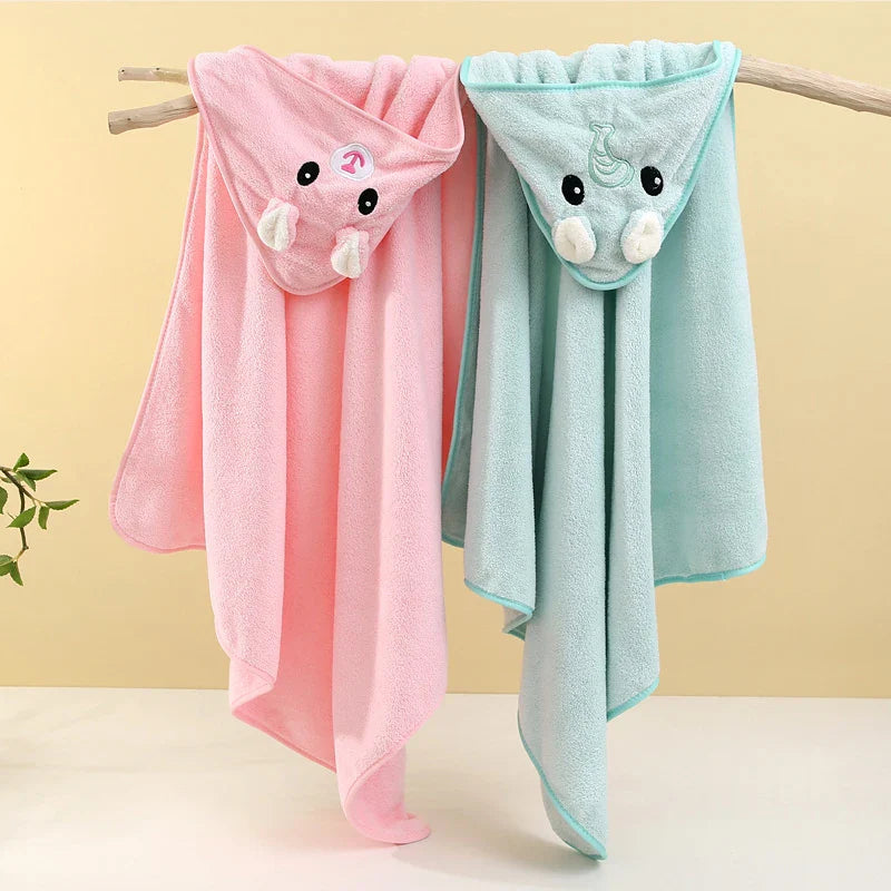 Toddler and Baby Hooded Towel Super Soft Coral Velvet Bathrobe Swaddle Wrap for Newborns and Kids