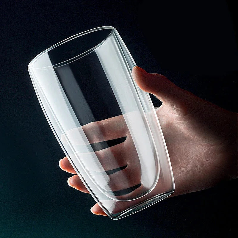 Double Wall Borosilicate Glass Mug - Heat-Resistant Insulated Tumbler for Coffee, Tea, Whiskey, Beer & Cocktails - Gift