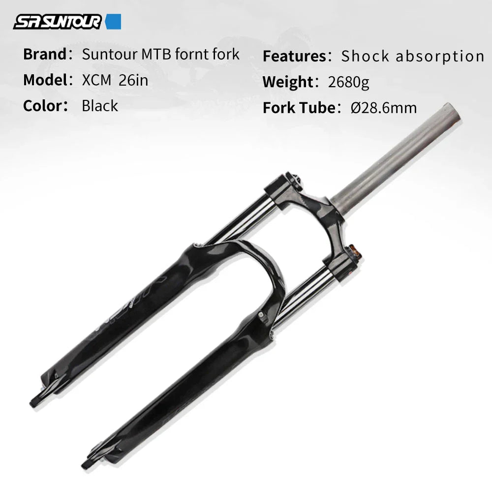 Mountain Bike Suspension Fork 26/27.5/29 Inch 100mm Travel Spring-Oil Front Fork Compatible with Disc Brakes