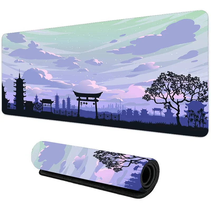 Night Moonlight Large Gaming Mouse Pad Non-Slip Stitched Rubber Desk Mat for Laptop PC Esports