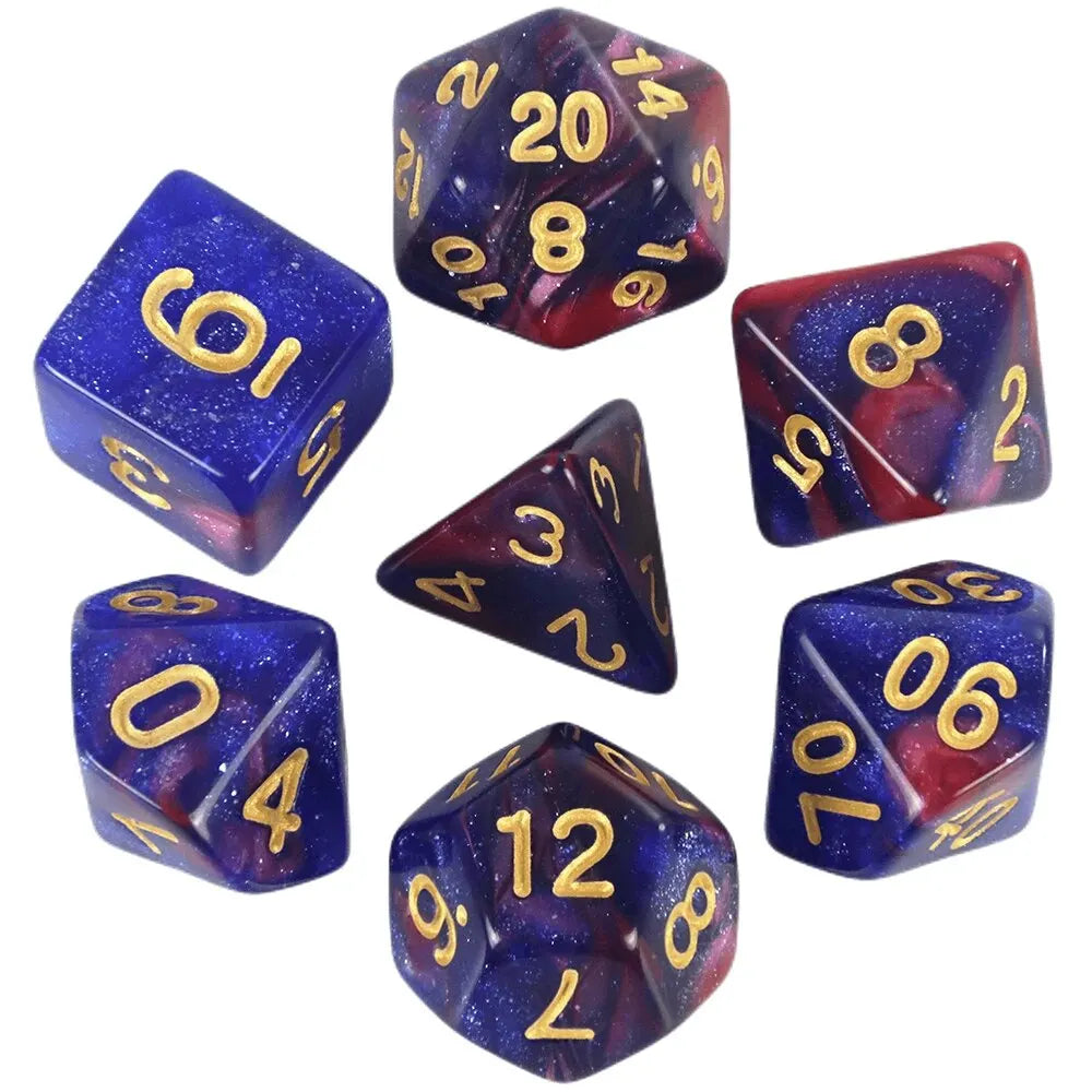 7-Piece Galaxy Polyhedral Dice Set for DnD & RPGs – Colorful Universe Effect (D4-D20)