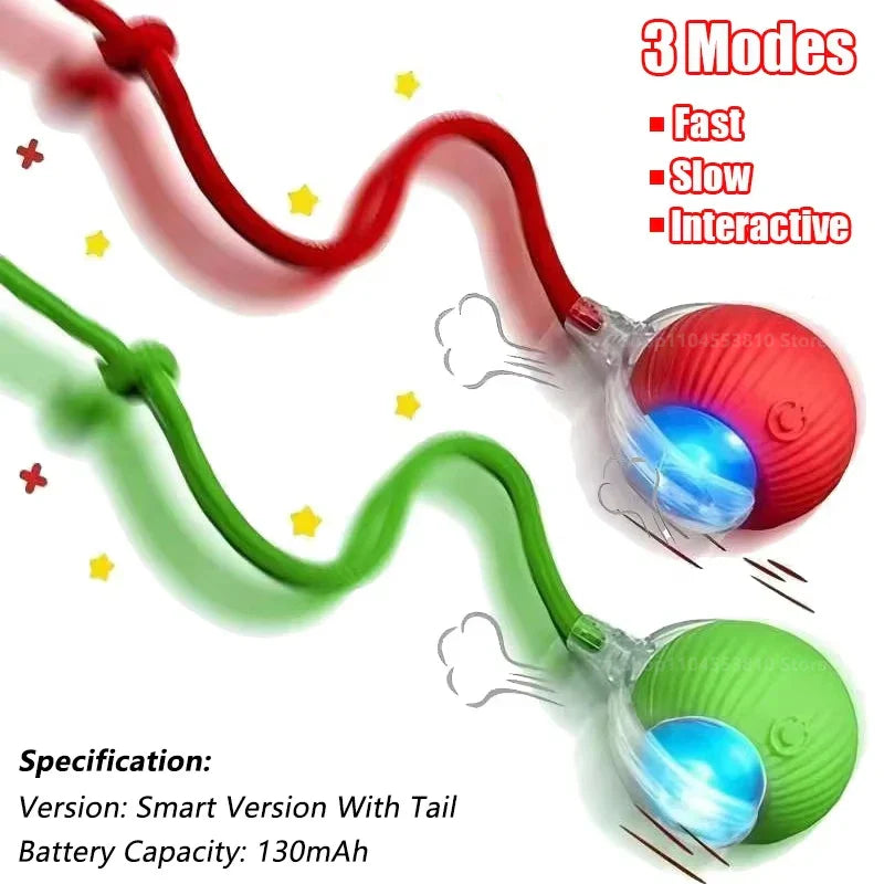 Interactive Rechargeable Cat Ball Toy with Faux Fur Tail — Automatic Rolling Smart Pet Ball (USB-C) for Cats & Small Dogs