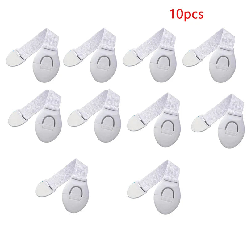 Baby Safety Drawer & Cabinet Locks — 10 or 20 Pack Adjustable Webbing Strap Latches for Childproofing