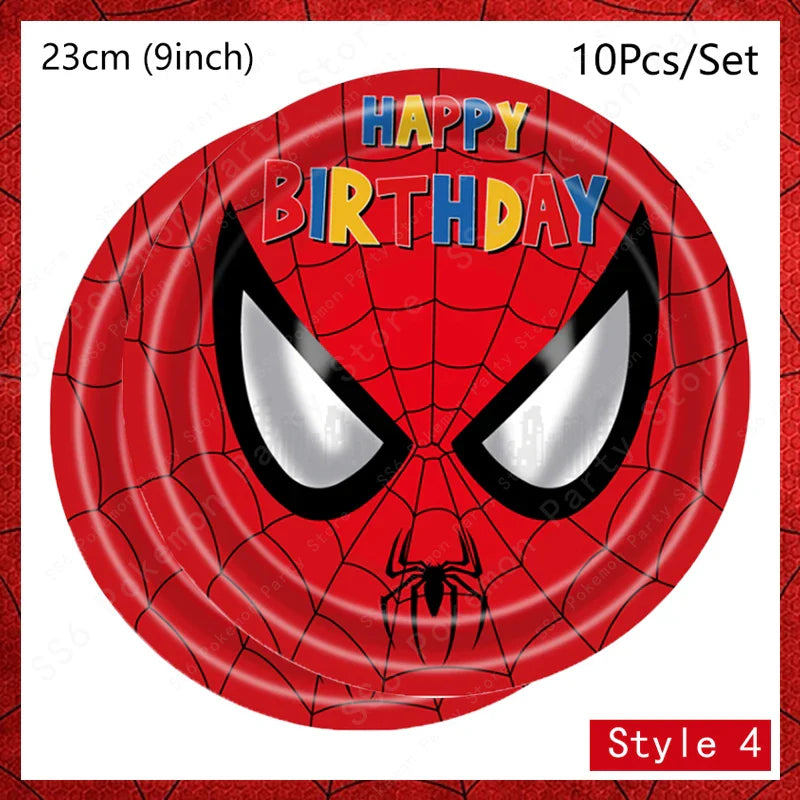 Spiderman Kids Birthday Party Supplies - Disposable Tableware Set with Plates, Cups, Napkins & Favor Bags