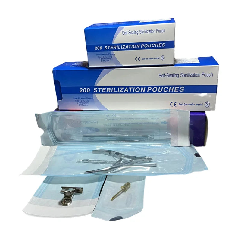 200-Pack Disposable Sterilization Bags for Nail Tools – Medical-Grade Paper & CPP/PET Film