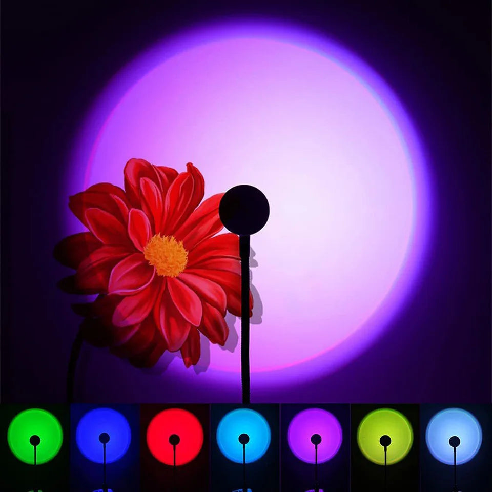 USB Sunset LED Lamp Rainbow Neon Night Light Projector, Bedroom & Photography Mood Light for Home Decor