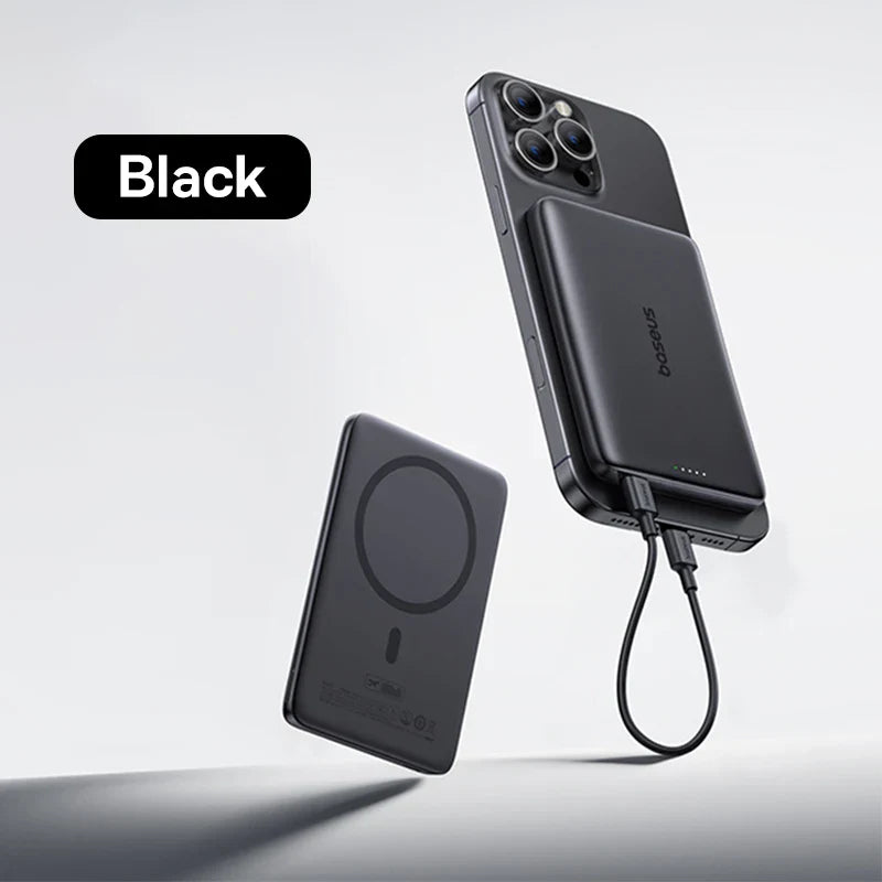 Card-Size Magnetic Power Bank 5,000mAh & 10,000mAh — PD Fast Charge 20W / 27W, 15W Magnetic Wireless Charger for Smartphones