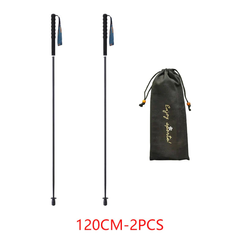 Ultralight Carbon Fiber Trekking Poles 5-Section Folding Anti-Shock Hiking and Walking Sticks 110/120/130 cm (43/47/51 in)