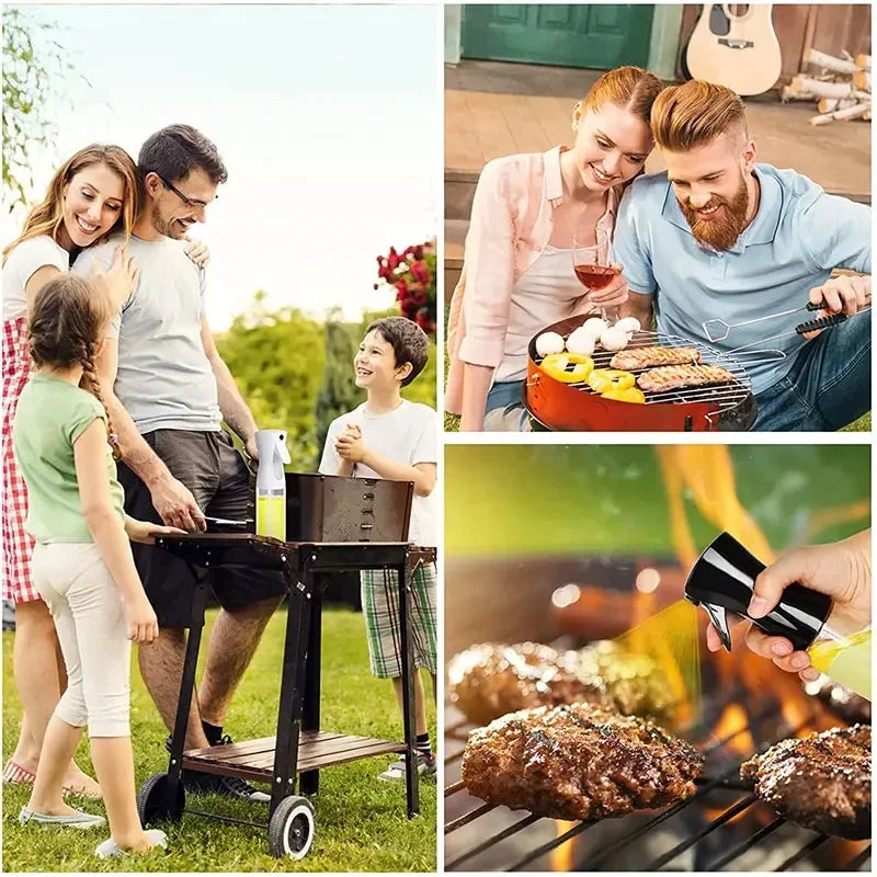 Oil Spray Bottle & Oil Brush — Nebulizing Kitchen Mister, 200/300/500 ml (6.8/10.1/16.9 fl oz) for Cooking, BBQ & Baking