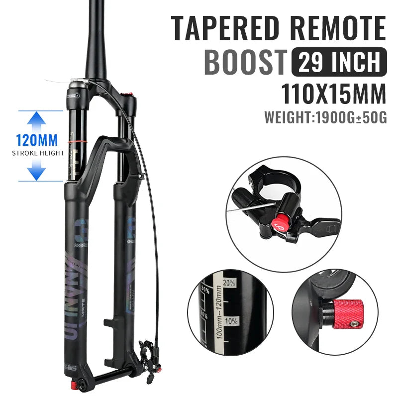 Air Suspension MTB Fork Rebound and Lockout Adjustment 26 / 27.5 / 29-Inch Straight or Tapered, 120mm (4.7in) & 140mm (5.5in) Travel