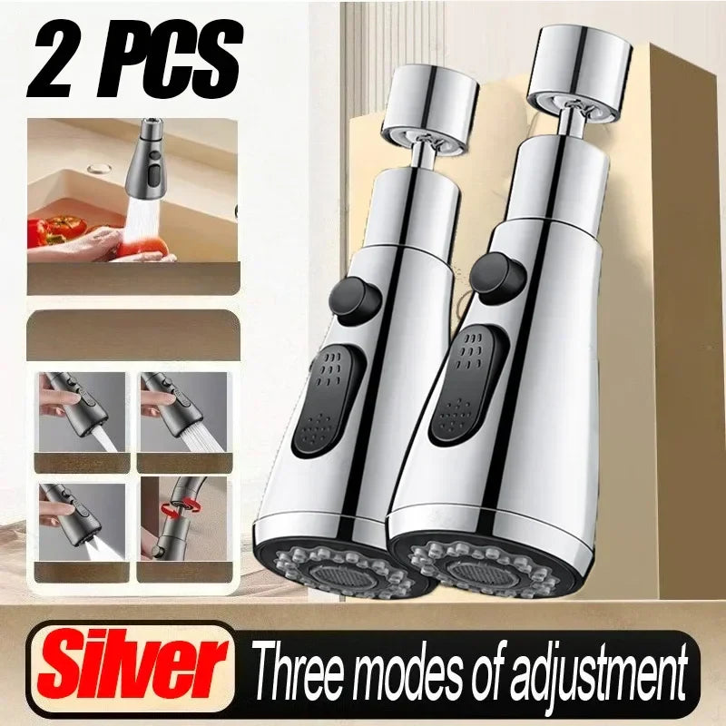 3-in-1 Kitchen Faucet Spray Head ABS Replaceable Sink Sprayer – 360° Rotating High-Pressure Nozzle