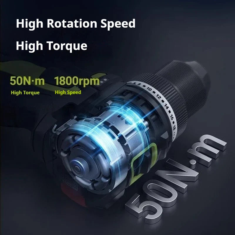 Cordless 12V Brushless Drill Driver 50 Nm Torque 1800 RPM Electric Screwdriver with Smart Clutch