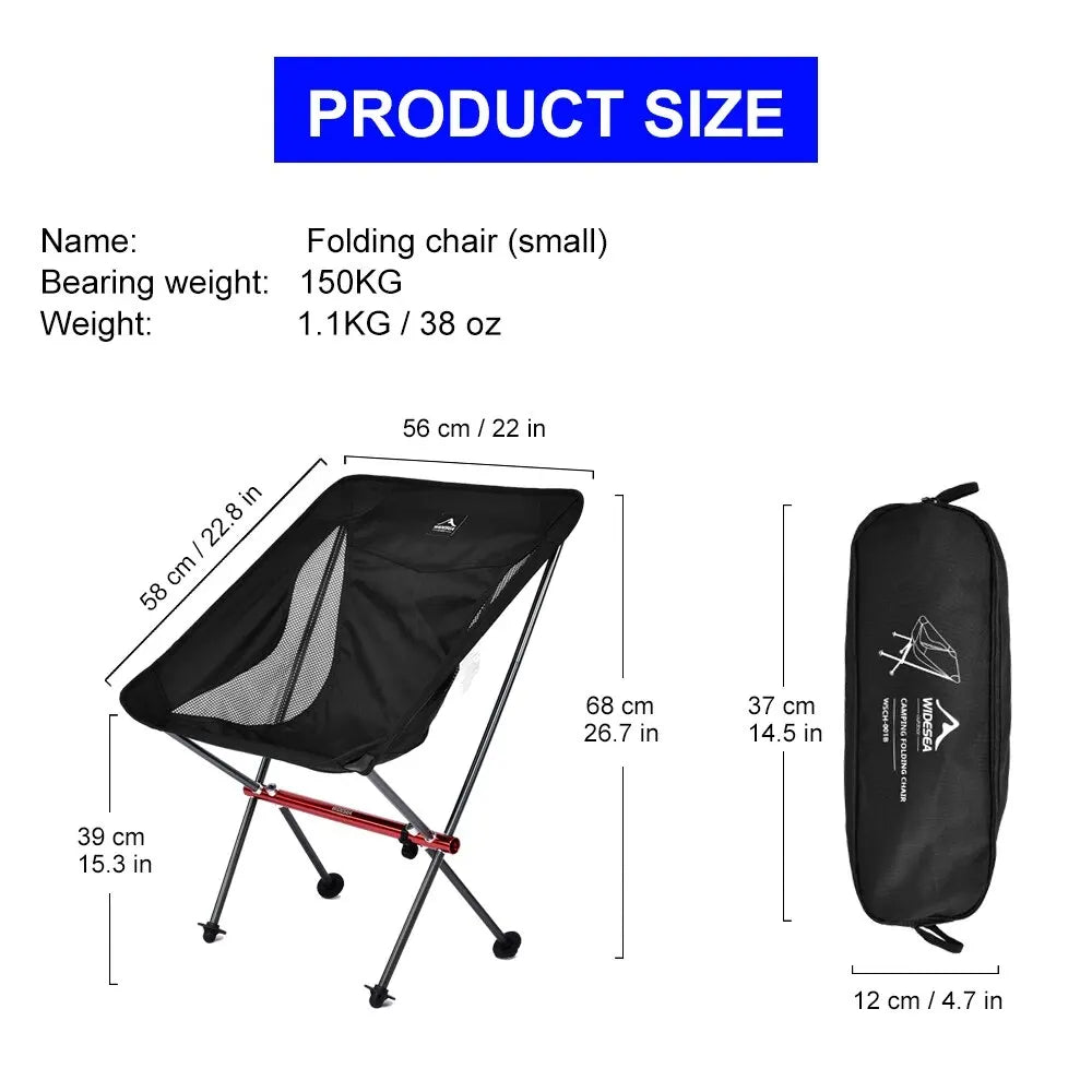 Portable Foldable Camping Chair with High Back - Aluminum Alloy Beach & Fishing Chair for Picnic and Travel