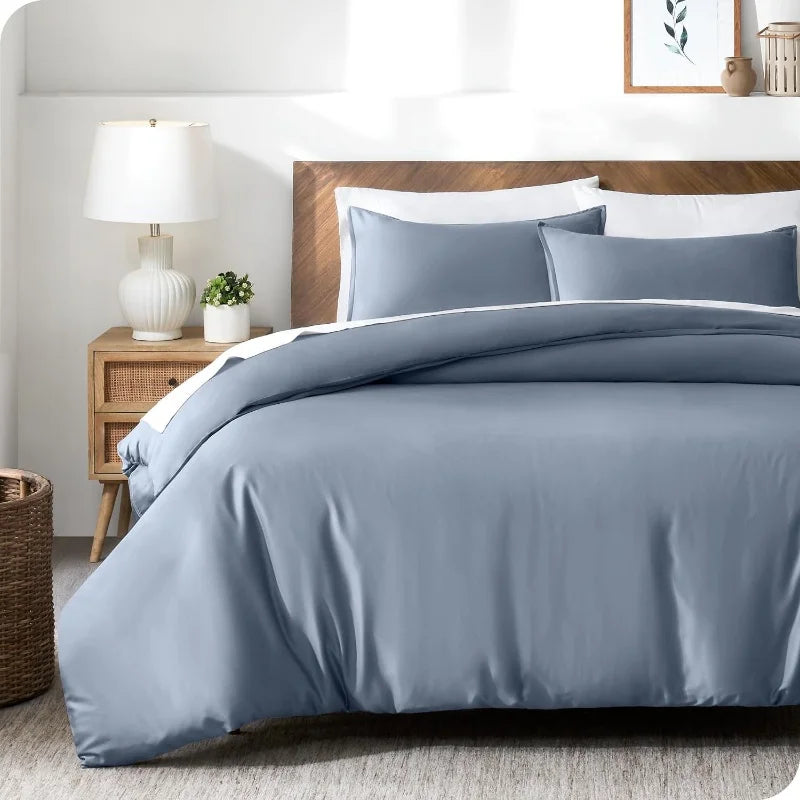 3-Piece Lyocell Bamboo Duvet Cover Set – Cooling Silky Soft 400TC Bedding, Full/Queen/King (150×200 cm / 59×79 in, 200×230 cm / 79×91 in, 220×240 cm / 87×94 in)