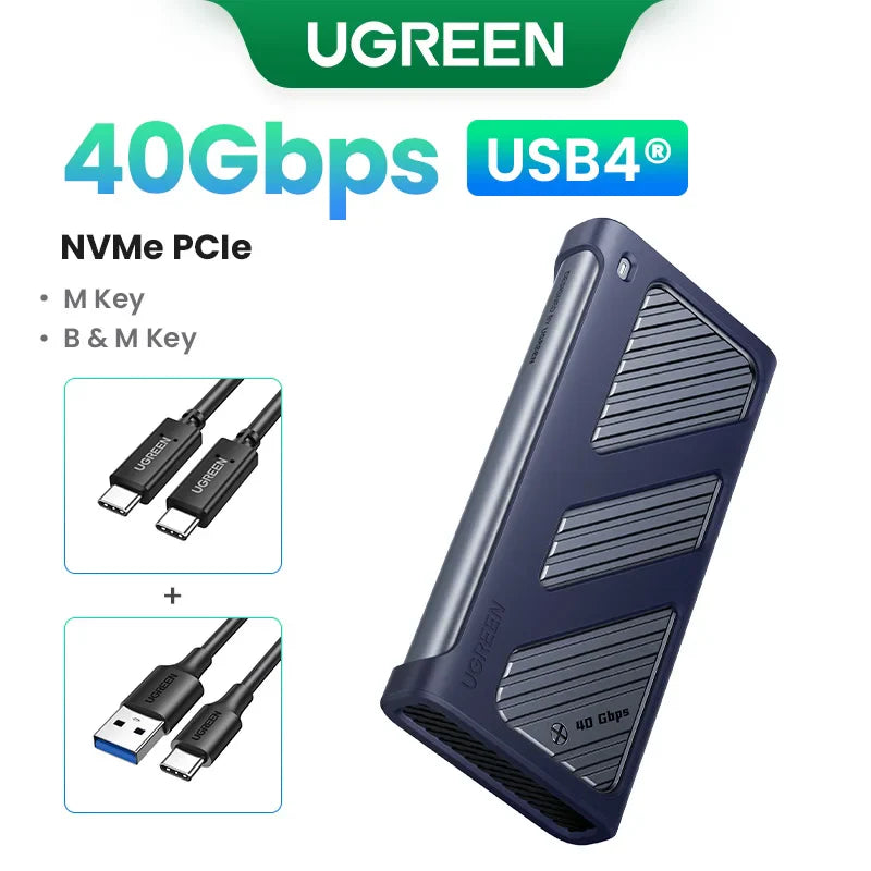 40Gbps M.2 NVMe SSD Enclosure, USB4.0 / Thunderbolt 4-3 Compatible, Aluminum Cooling Case — Supports M.2 2230/2242/2260/2280, Up to 4TB