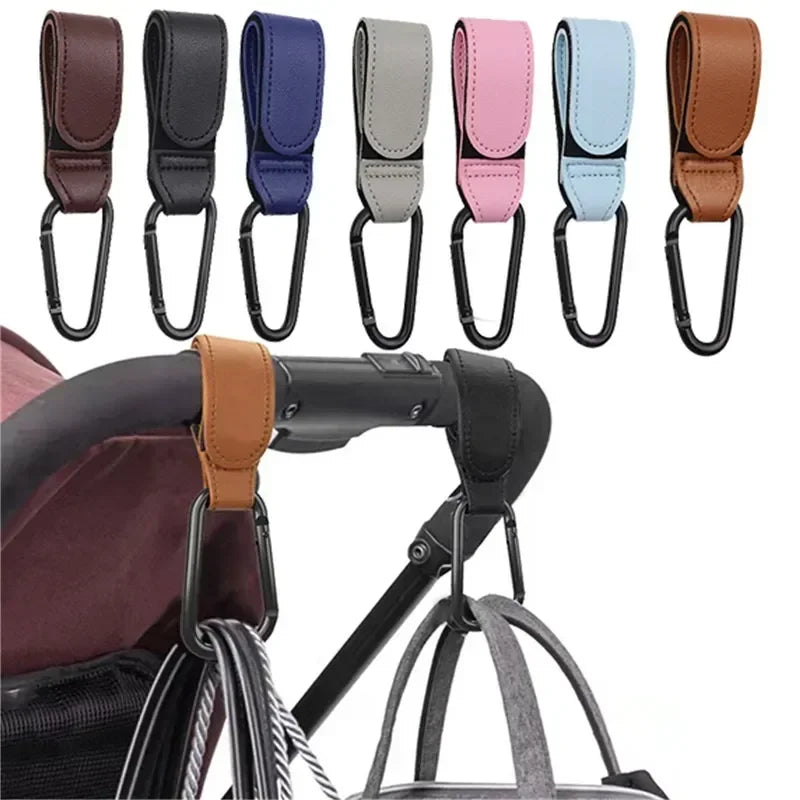 PU Leather 360° Rotating Stroller Hook - Baby Bag Pram Organizer (1 or 2-Pack)